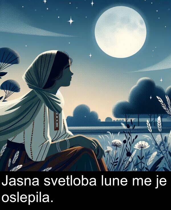 svetloba: Jasna svetloba lune me je oslepila.