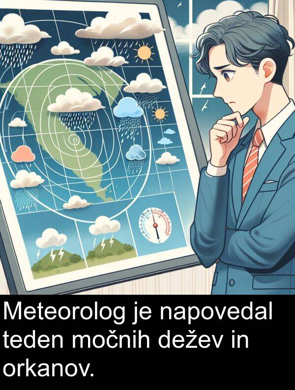 teden: Meteorolog je napovedal teden močnih dežev in orkanov.