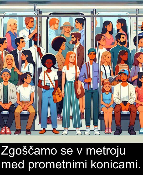 med: Zgoščamo se v metroju med prometnimi konicami.