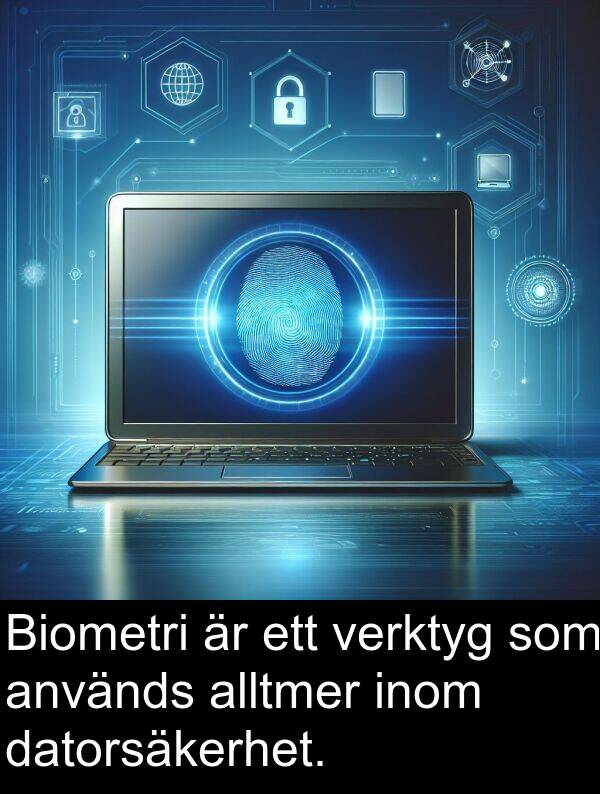 datorsäkerhet: Biometri är ett verktyg som används alltmer inom datorsäkerhet.