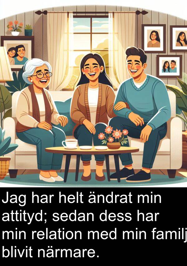 ändrat: Jag har helt ändrat min attityd; sedan dess har min relation med min familj blivit närmare.