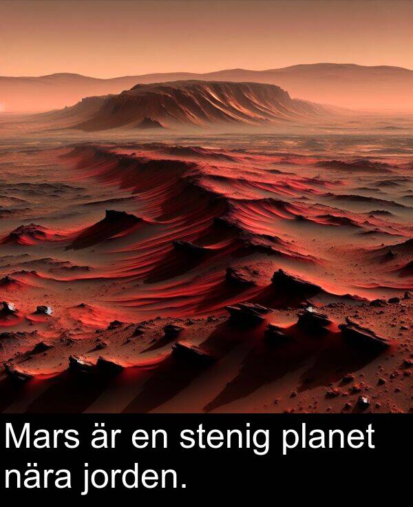 jorden: Mars är en stenig planet nära jorden.