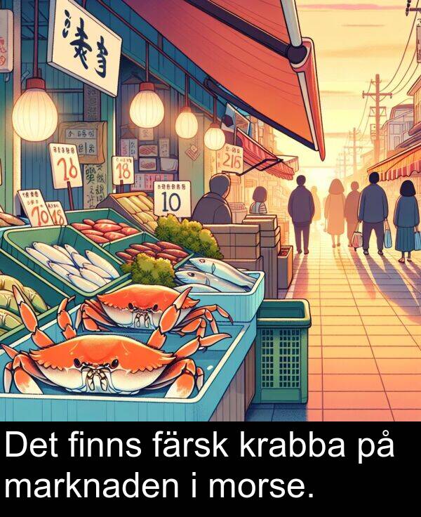 marknaden: Det finns färsk krabba på marknaden i morse.