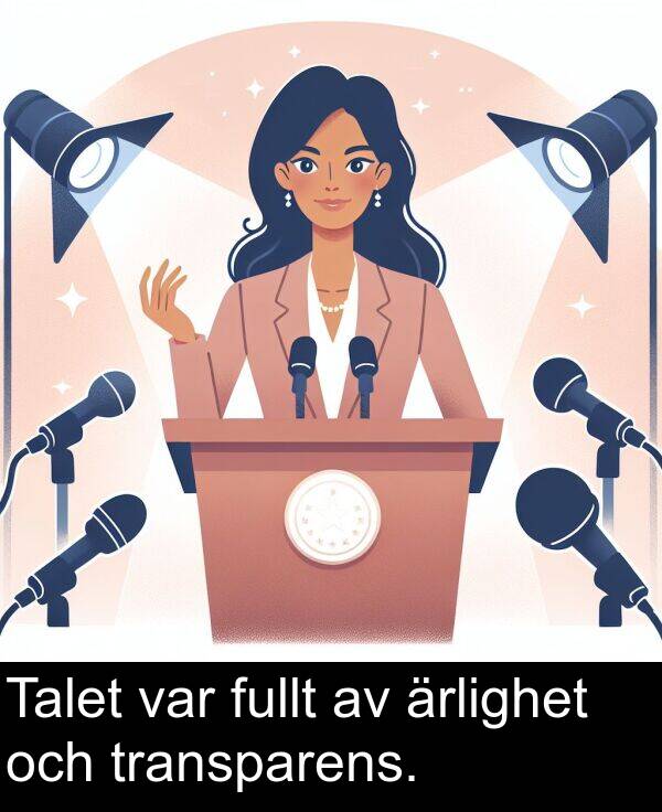 ärlighet: Talet var fullt av ärlighet och transparens.