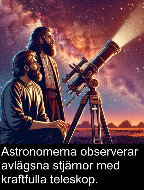 observerar: Astronomerna observerar avlägsna stjärnor med kraftfulla teleskop.