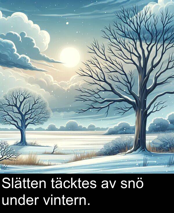 under: Slätten täcktes av snö under vintern.