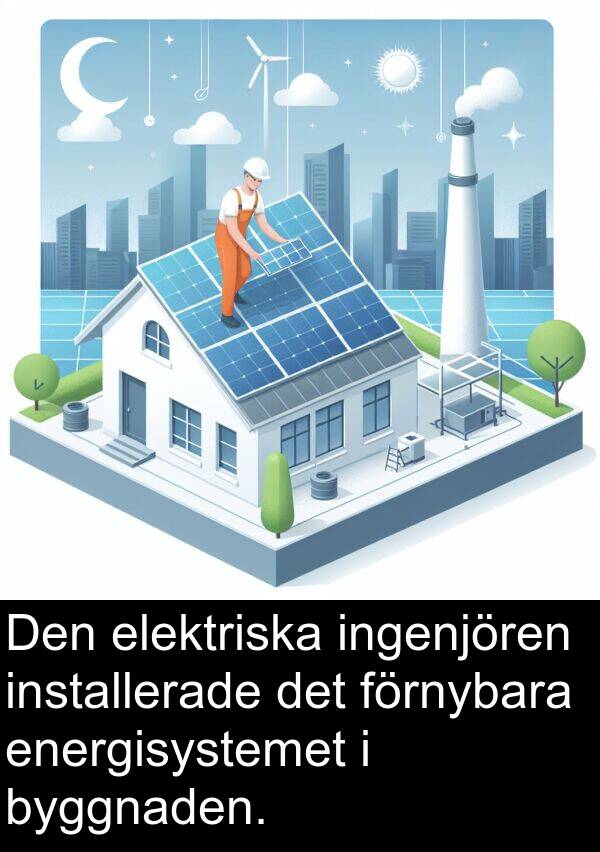 elektriska: Den elektriska ingenjören installerade det förnybara energisystemet i byggnaden.