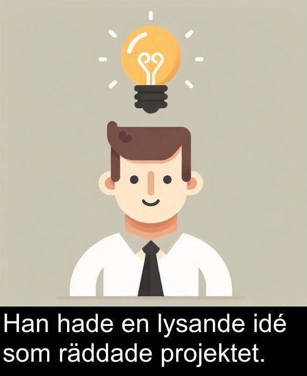 hade: Han hade en lysande idé som räddade projektet.