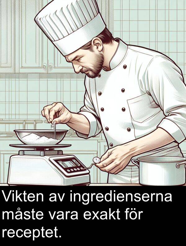 exakt: Vikten av ingredienserna måste vara exakt för receptet.