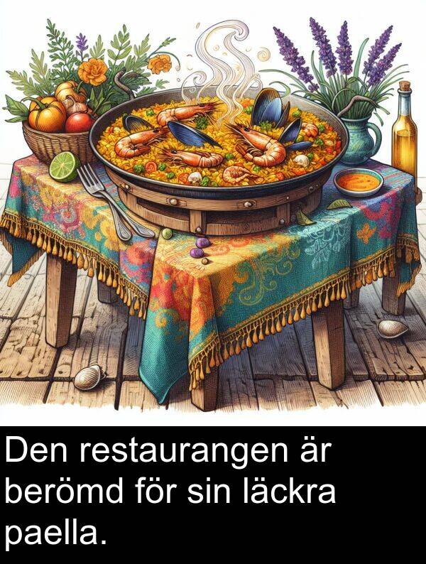 läckra: Den restaurangen är berömd för sin läckra paella.