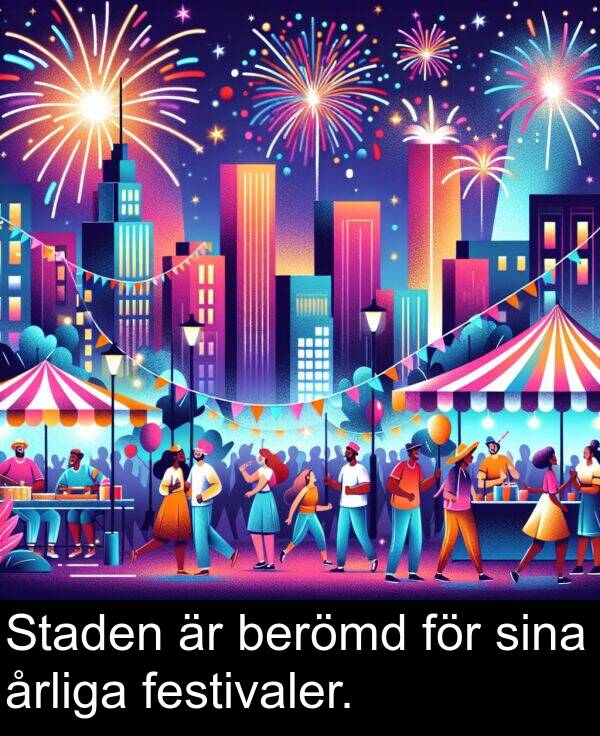 årliga: Staden är berömd för sina årliga festivaler.