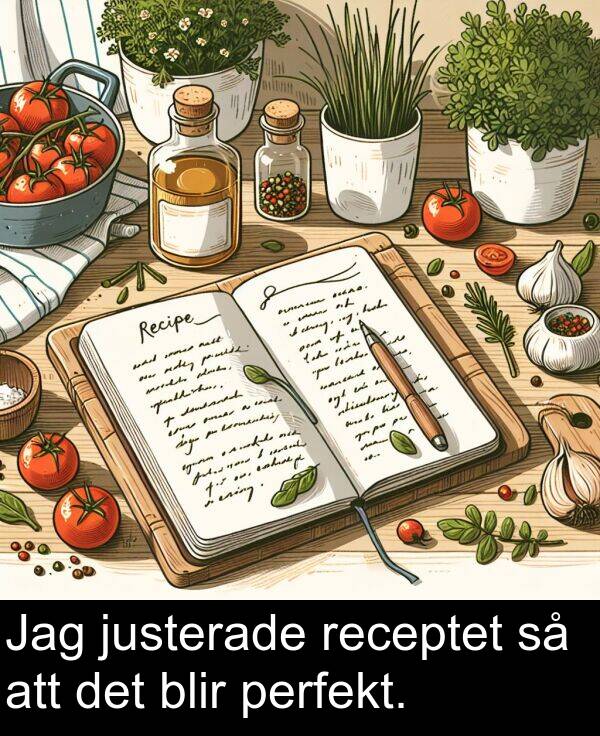 perfekt: Jag justerade receptet så att det blir perfekt.