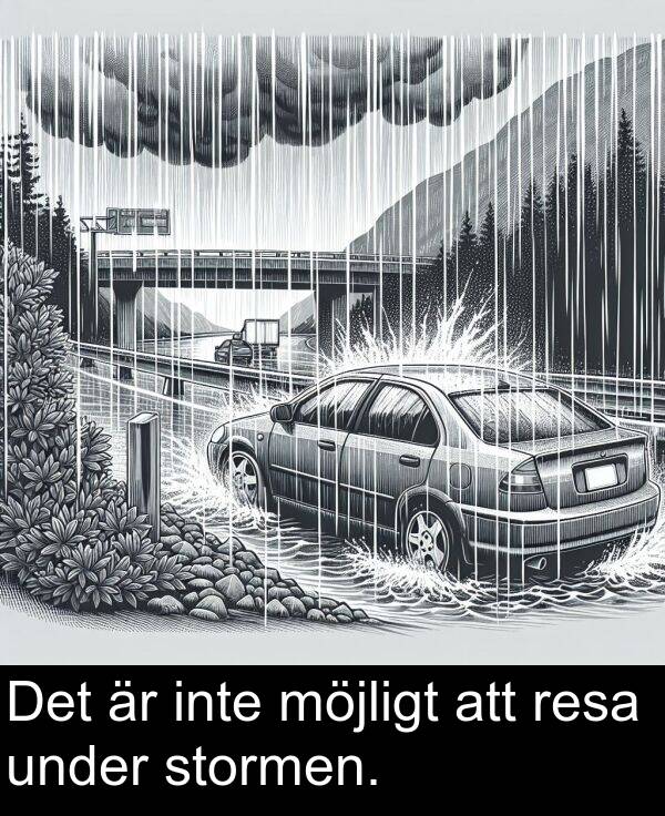 under: Det är inte möjligt att resa under stormen.