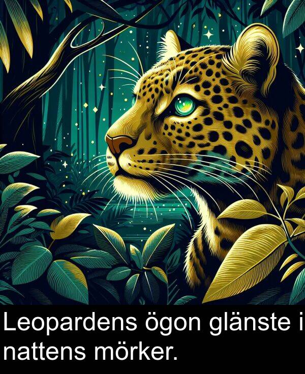 ögon: Leopardens ögon glänste i nattens mörker.