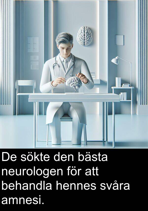 svåra: De sökte den bästa neurologen för att behandla hennes svåra amnesi.