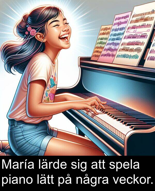 några: María lärde sig att spela piano lätt på några veckor.