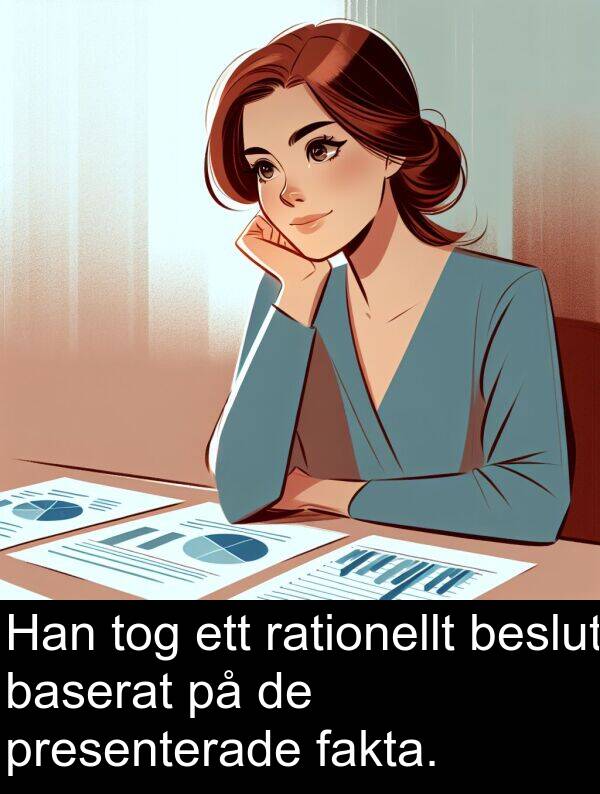 rationellt: Han tog ett rationellt beslut baserat på de presenterade fakta.