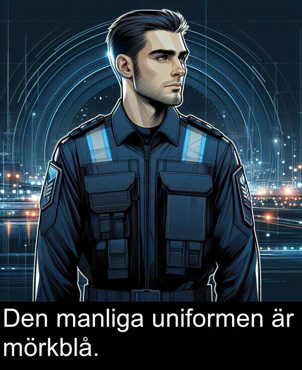 uniformen: Den manliga uniformen är mörkblå.