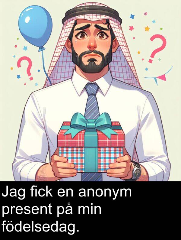 min: Jag fick en anonym present på min födelsedag.