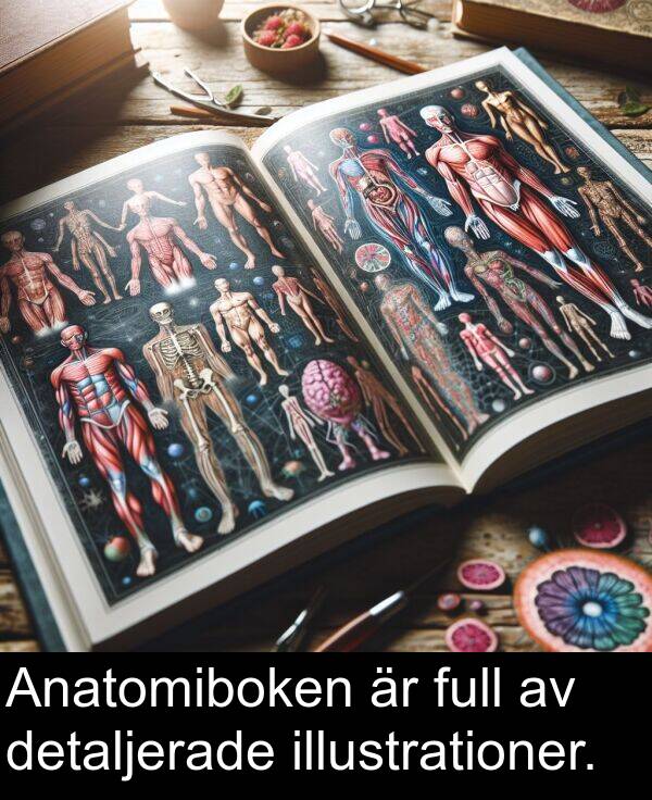 illustrationer: Anatomiboken är full av detaljerade illustrationer.