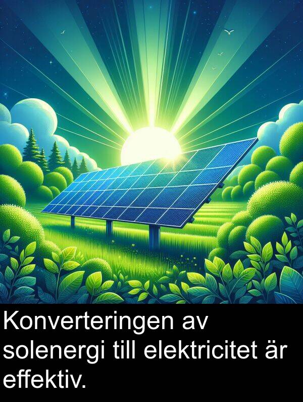 effektiv: Konverteringen av solenergi till elektricitet är effektiv.