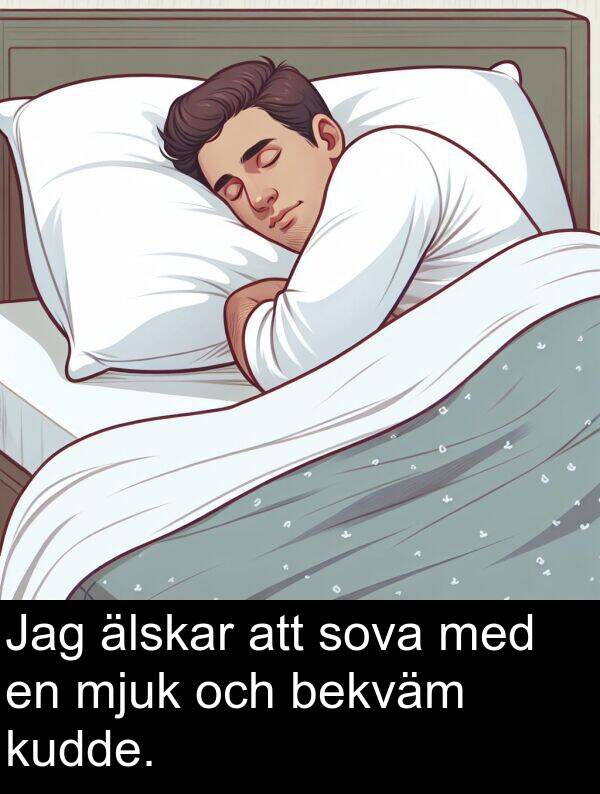 älskar: Jag älskar att sova med en mjuk och bekväm kudde.