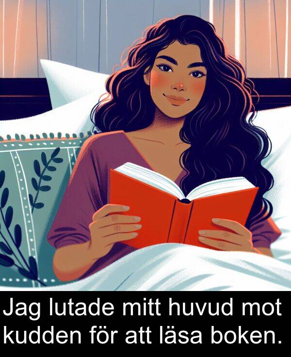 mitt: Jag lutade mitt huvud mot kudden för att läsa boken.