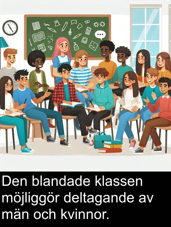 män: Den blandade klassen möjliggör deltagande av män och kvinnor.