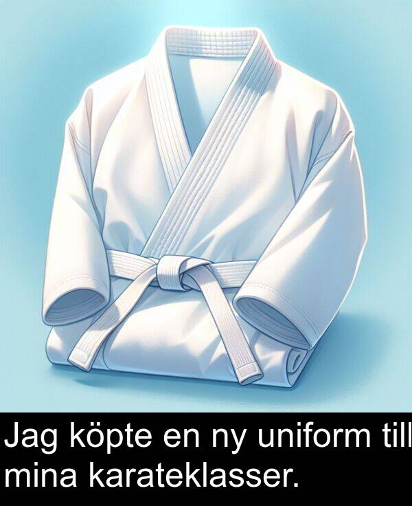 uniform: Jag köpte en ny uniform till mina karateklasser.