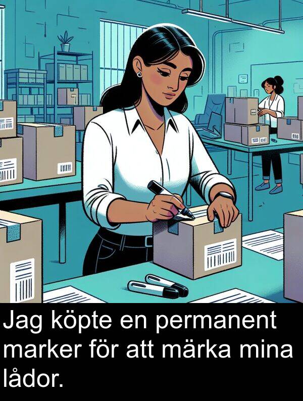 lådor: Jag köpte en permanent marker för att märka mina lådor.