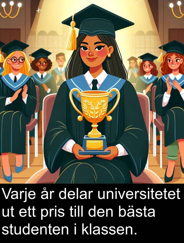 delar: Varje år delar universitetet ut ett pris till den bästa studenten i klassen.