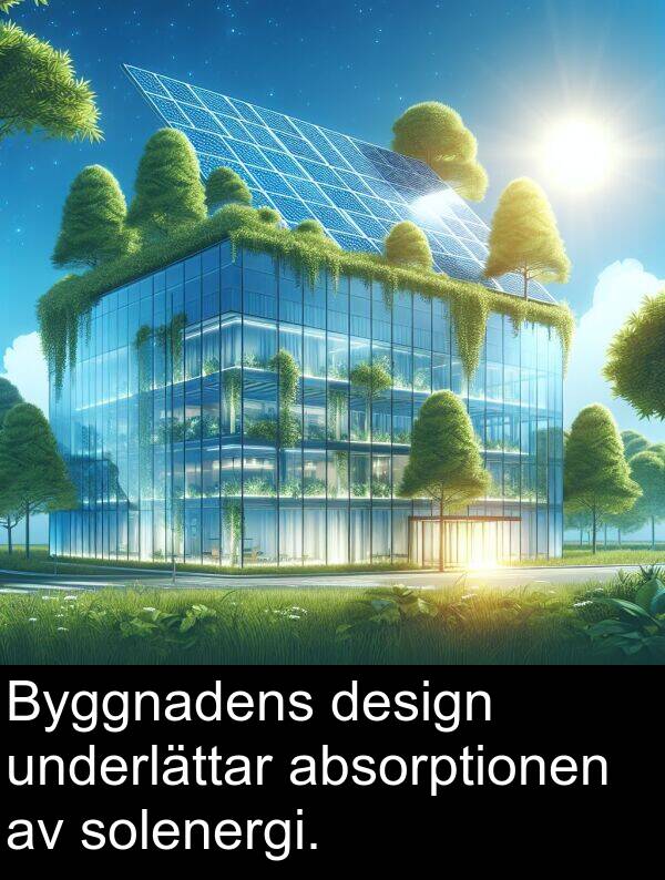 absorptionen: Byggnadens design underlättar absorptionen av solenergi.