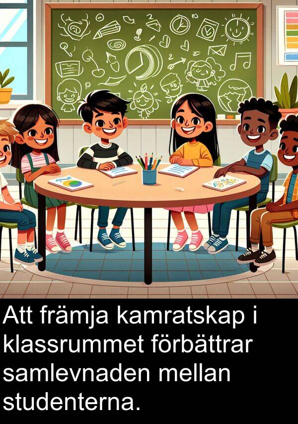 samlevnaden: Att främja kamratskap i klassrummet förbättrar samlevnaden mellan studenterna.