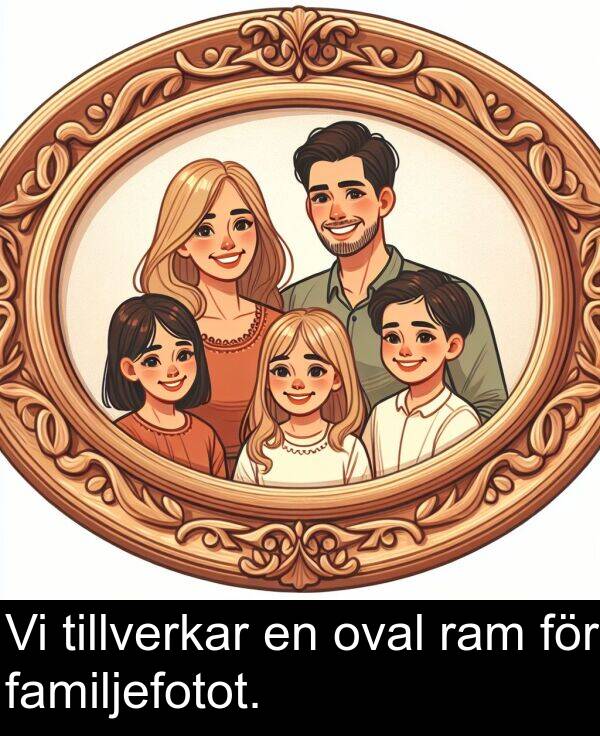 ram: Vi tillverkar en oval ram för familjefotot.