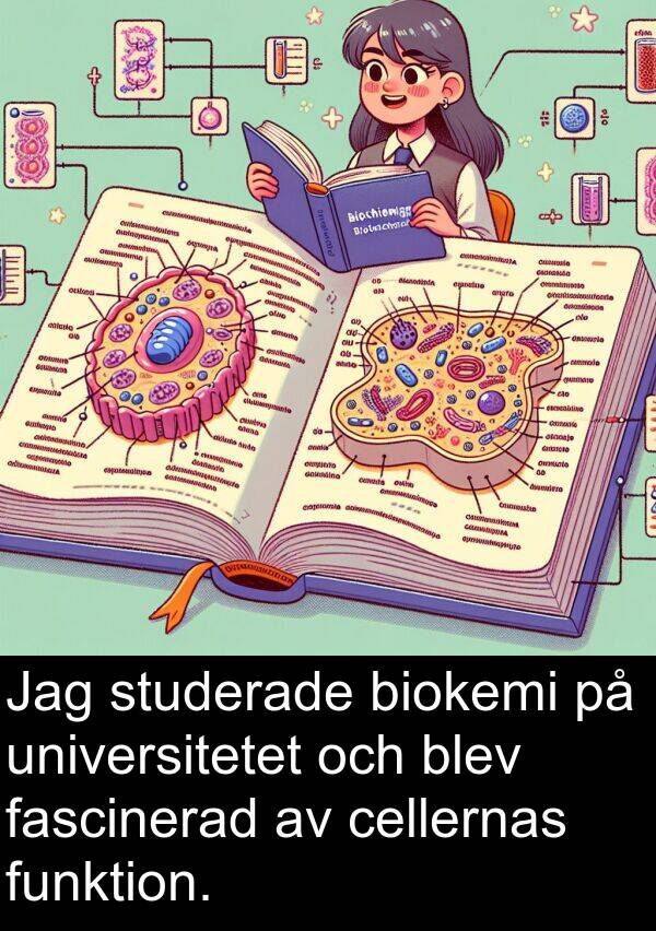 cellernas: Jag studerade biokemi på universitetet och blev fascinerad av cellernas funktion.