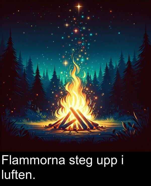 upp: Flammorna steg upp i luften.