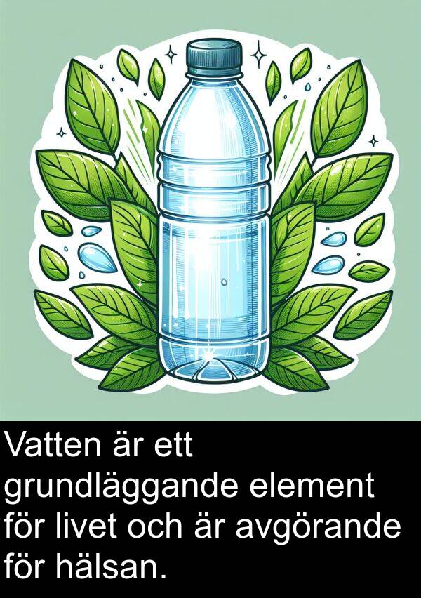 element: Vatten är ett grundläggande element för livet och är avgörande för hälsan.