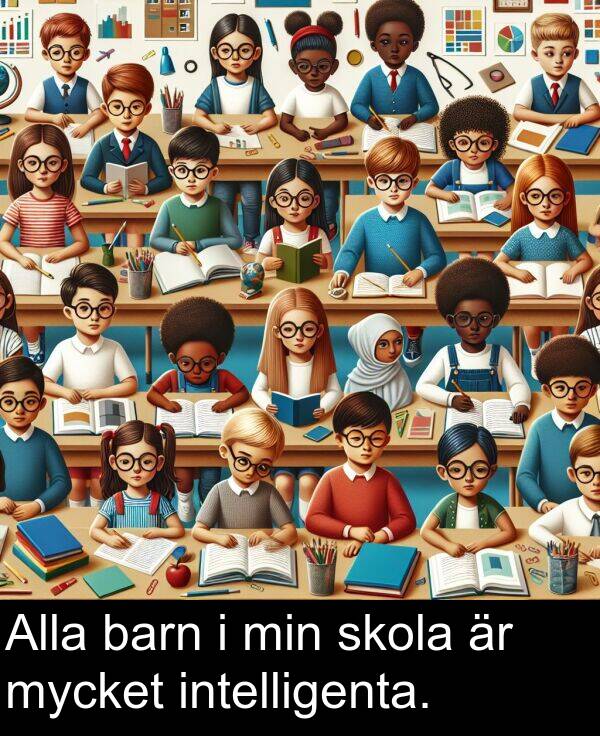 barn: Alla barn i min skola är mycket intelligenta.