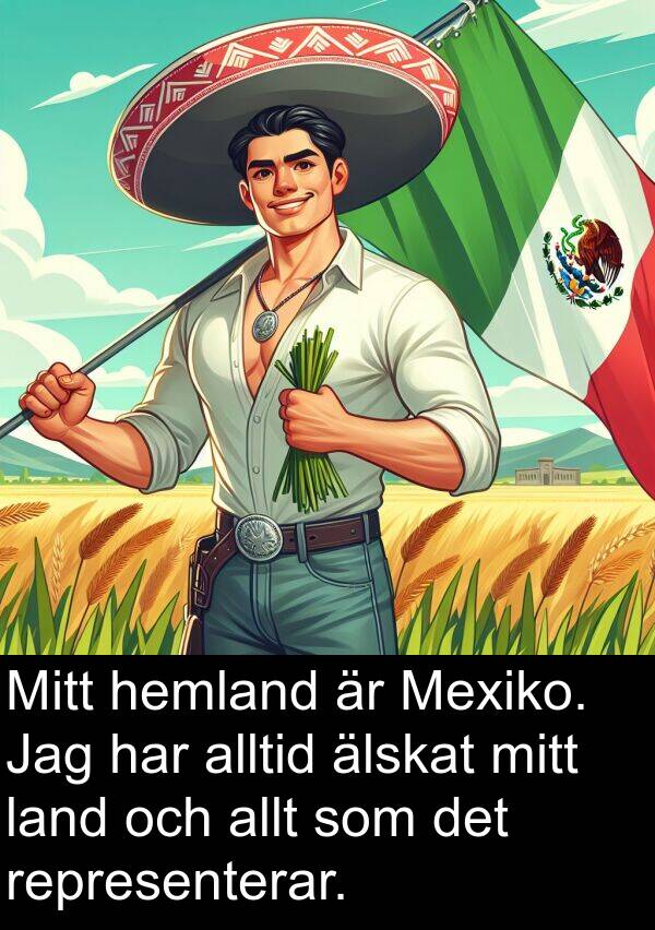 land: Mitt hemland är Mexiko. Jag har alltid älskat mitt land och allt som det representerar.