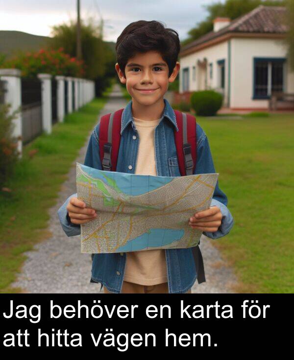 vägen: Jag behöver en karta för att hitta vägen hem.