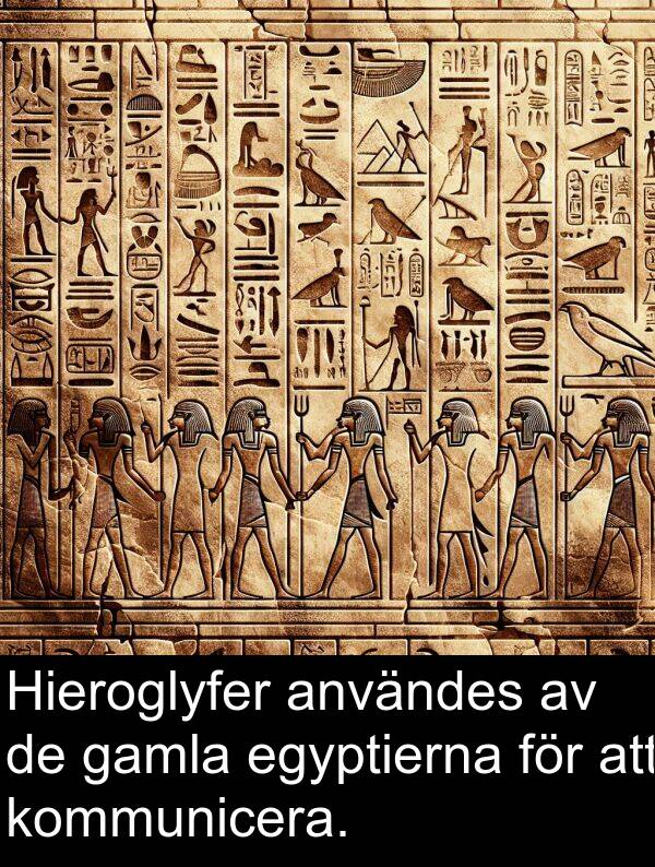 egyptierna: Hieroglyfer användes av de gamla egyptierna för att kommunicera.