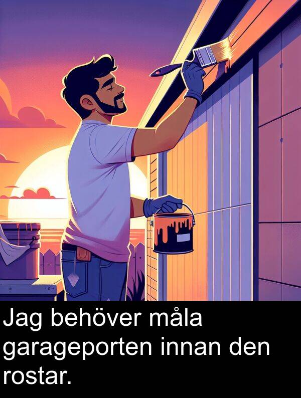 måla: Jag behöver måla garageporten innan den rostar.