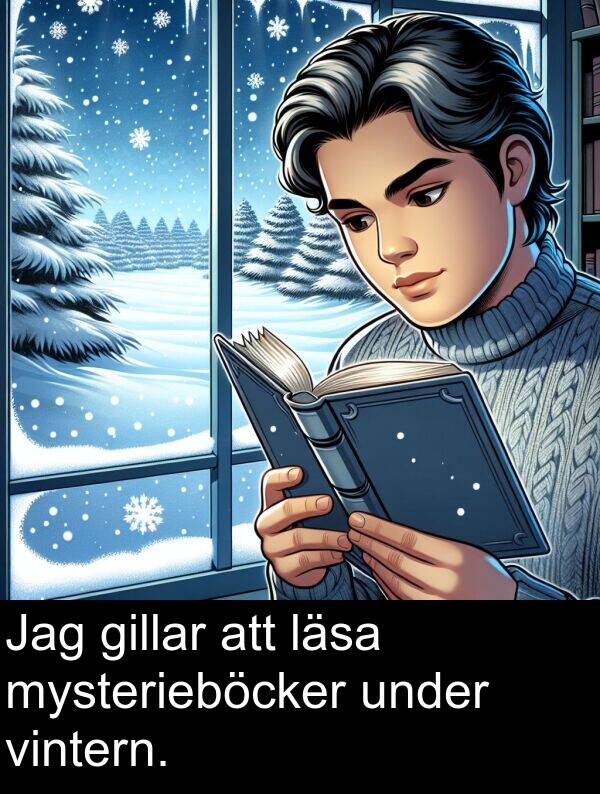 under: Jag gillar att läsa mysterieböcker under vintern.