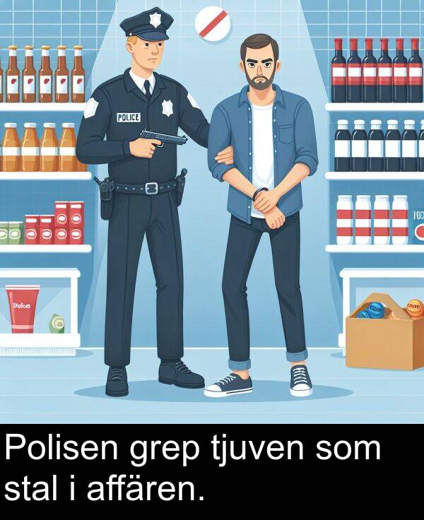 affären: Polisen grep tjuven som stal i affären.