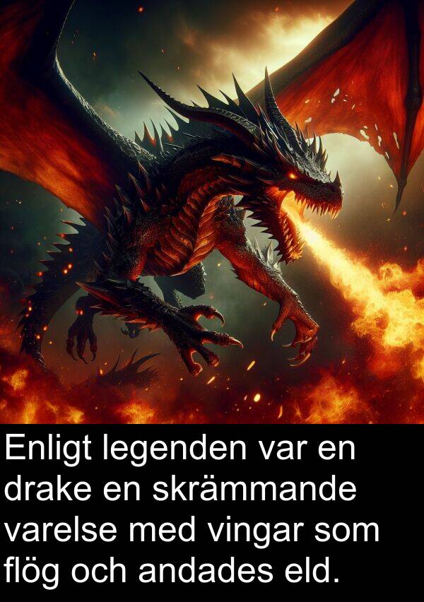 eld: Enligt legenden var en drake en skrämmande varelse med vingar som flög och andades eld.