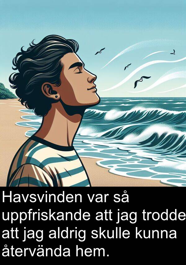 återvända: Havsvinden var så uppfriskande att jag trodde att jag aldrig skulle kunna återvända hem.