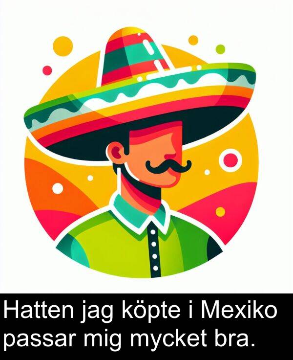 jag: Hatten jag köpte i Mexiko passar mig mycket bra.