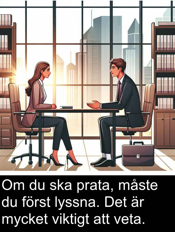 prata: Om du ska prata, måste du först lyssna. Det är mycket viktigt att veta.