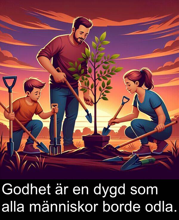 odla: Godhet är en dygd som alla människor borde odla.