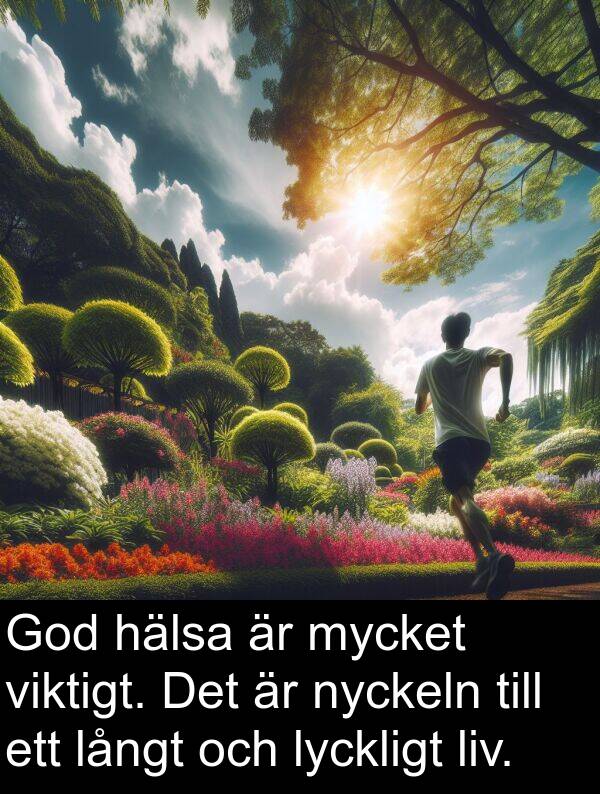 hälsa: God hälsa är mycket viktigt. Det är nyckeln till ett långt och lyckligt liv.